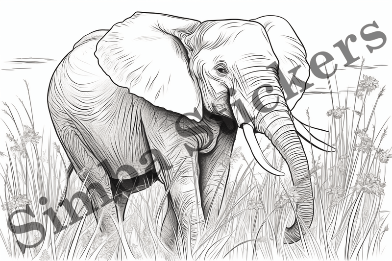 Colouring pages, Bundle of elephants, 25 images