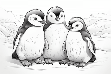 Colouring pages, bundle of penguins, 25 images
