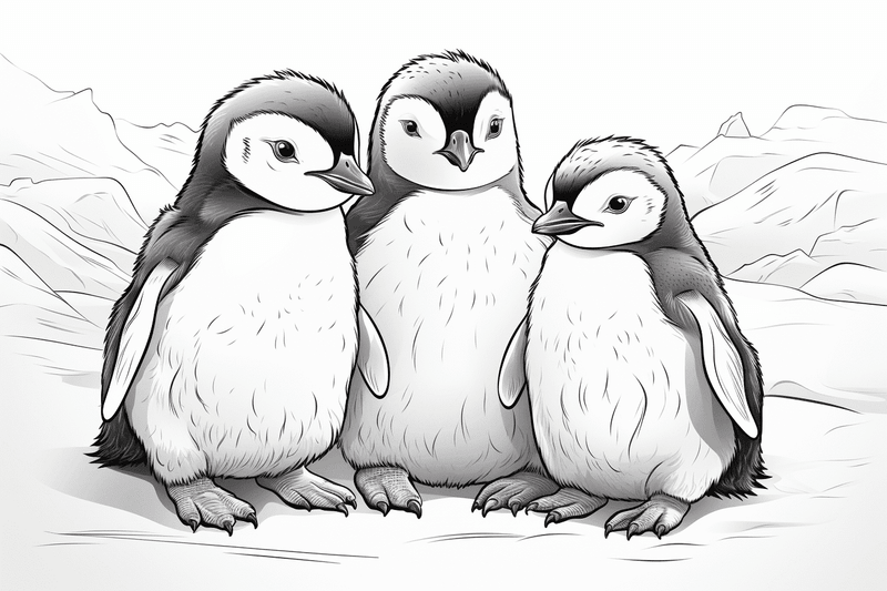 Colouring pages, bundle of penguins, 25 images