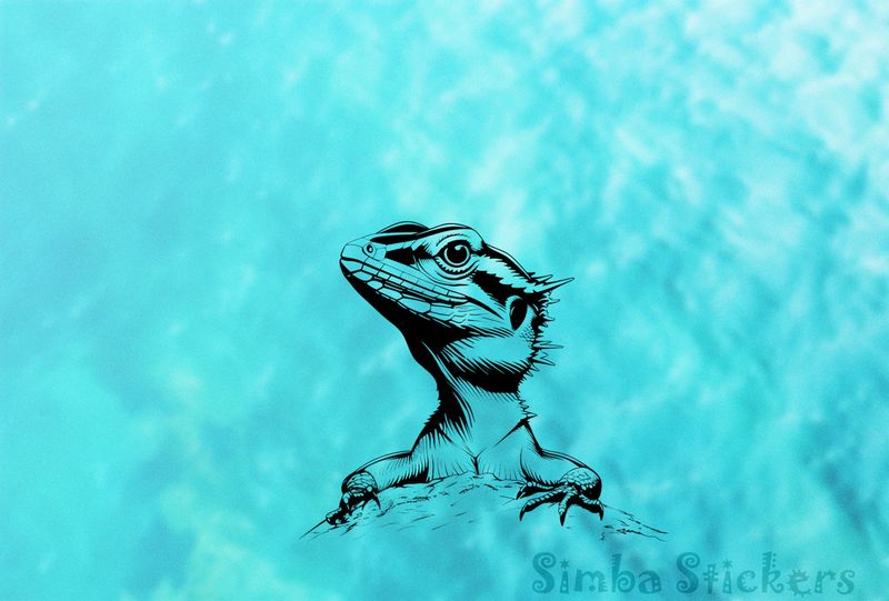 Lizards with head above ground, outline art