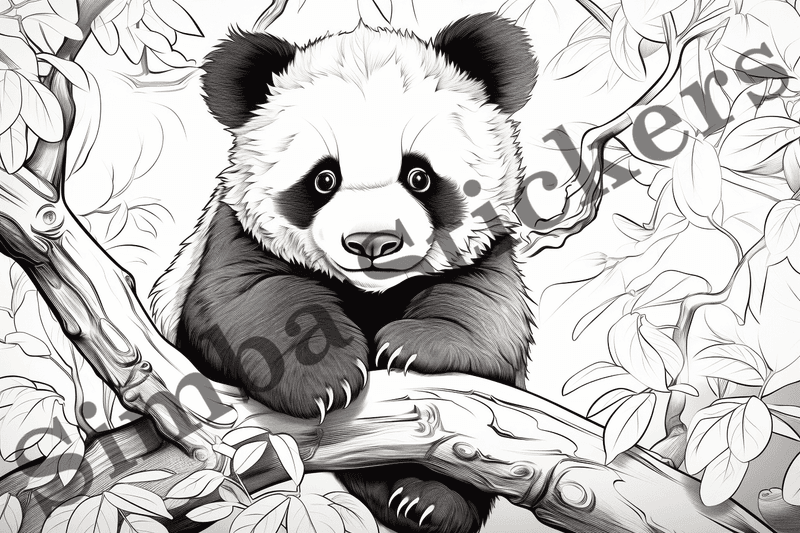 Colouring pages, bundle of pandas, 25 images, pvl2ro