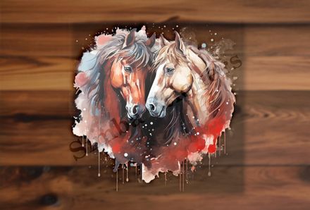 Horses in love, watercolour