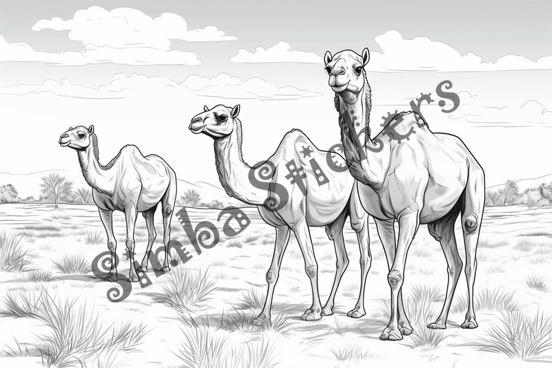 Colouring pages, bundle of camels, 25 images 2