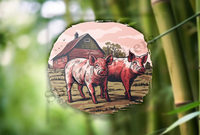Two pigs on a farm