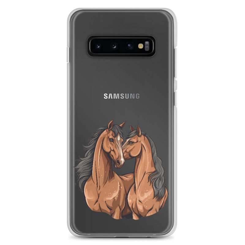 Clear Case for Samsung, Two brown horses snuggling, tdwcyd