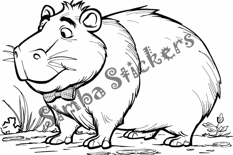 Colouring pages, bundle of capybaras looking cute, 10 images