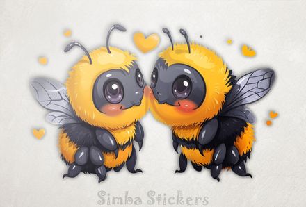 Bees blushing in love cheek-to-cheek