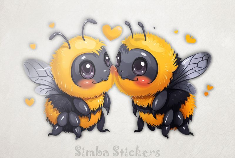 Bees blushing in love cheek-to-cheek