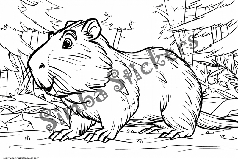 Colouring pages, bundle of capybaras, 50 images, pack 2