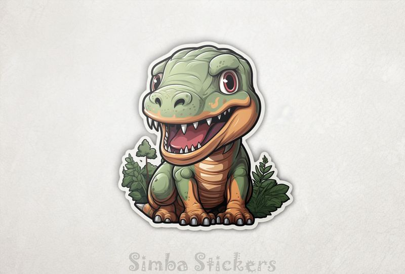 Happy green dinosaur child smiling