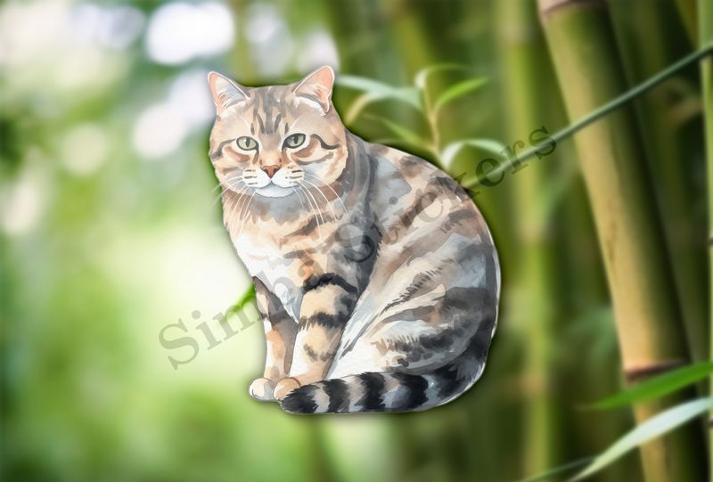 American Shorthair cat, watercolour