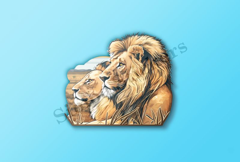 Male lion with lioness