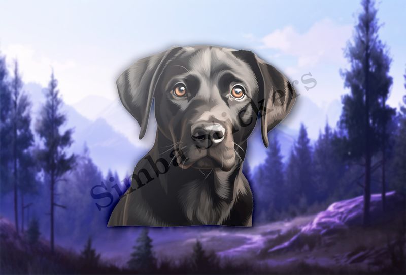 Black labrador dog looking straight ahead