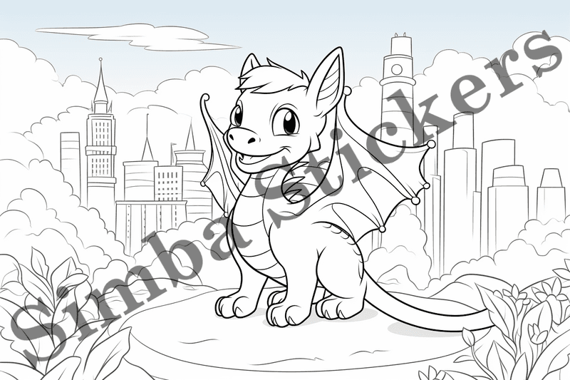 Colouring pages, bundle of dragons, simple, 10 images