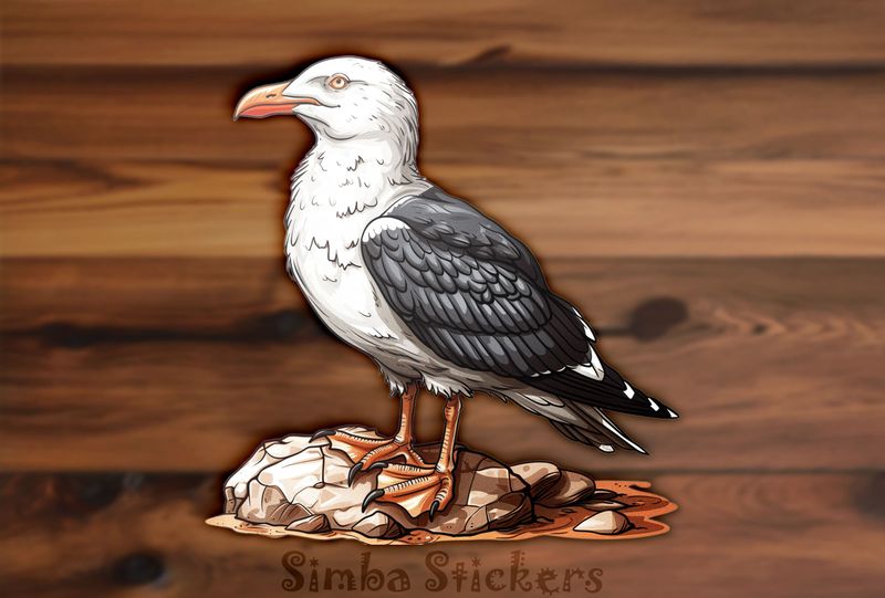 Seagull on small rocks, ouhbh4