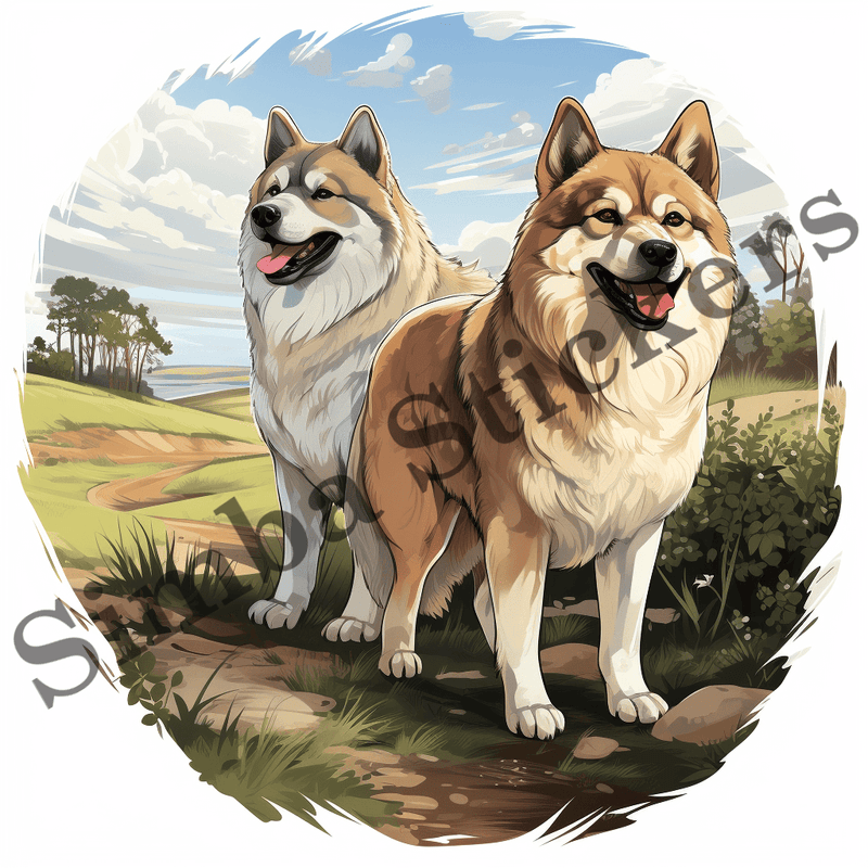 Akita dogs in the wild outdoors, image set, 10 images