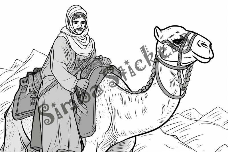 Colouring pages, bundle of camels, 25 images