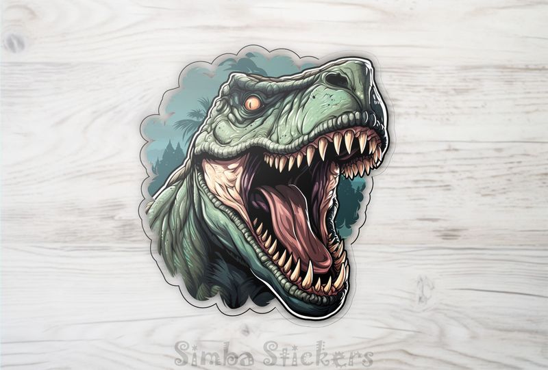 Dinosaur roaring with mouth wide open