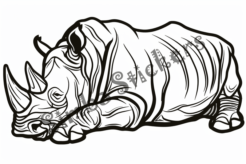 Colouring pages, bundle of singular rhinos, 10 images