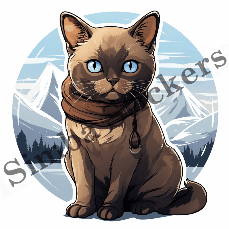 Burmese cats in snow, image set, 10 images