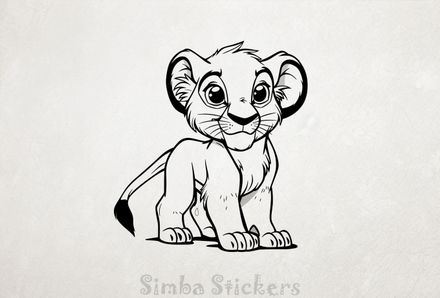Lion cub looking surprised, outline art, femkgl