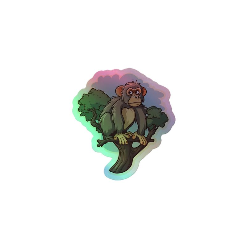 Kiss-Cut Holographic Stickers, Baboon on branch in a tree 