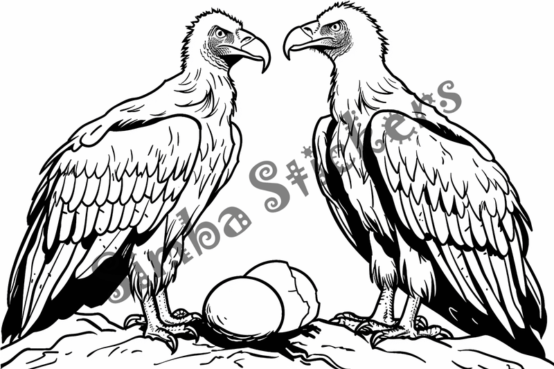 Colouring pages, bundle of vultures witch chicks, 10 images, z7jiwb