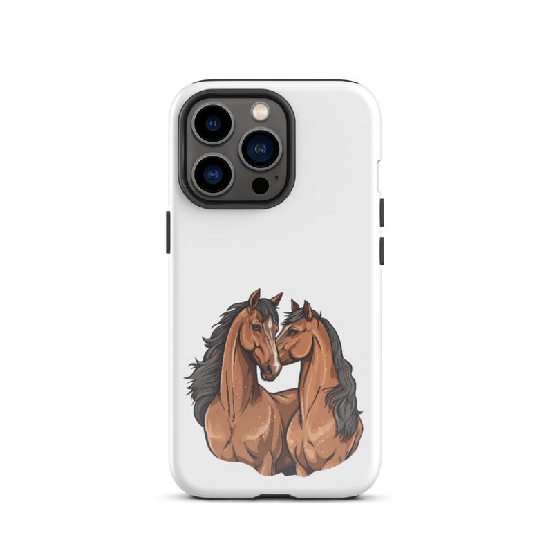 Tough Case for iPhone, Two brown horses snuggling, tdwcyd