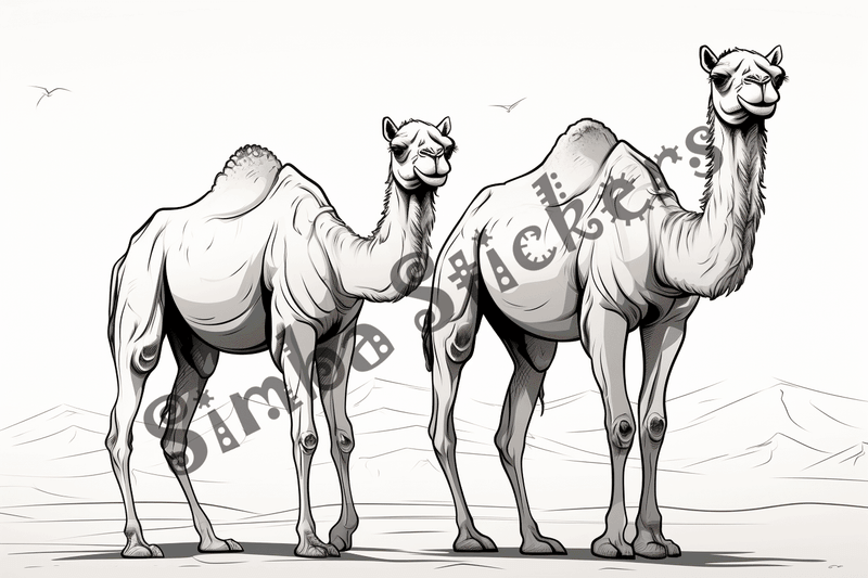Colouring pages, bundle of camels, 25 images