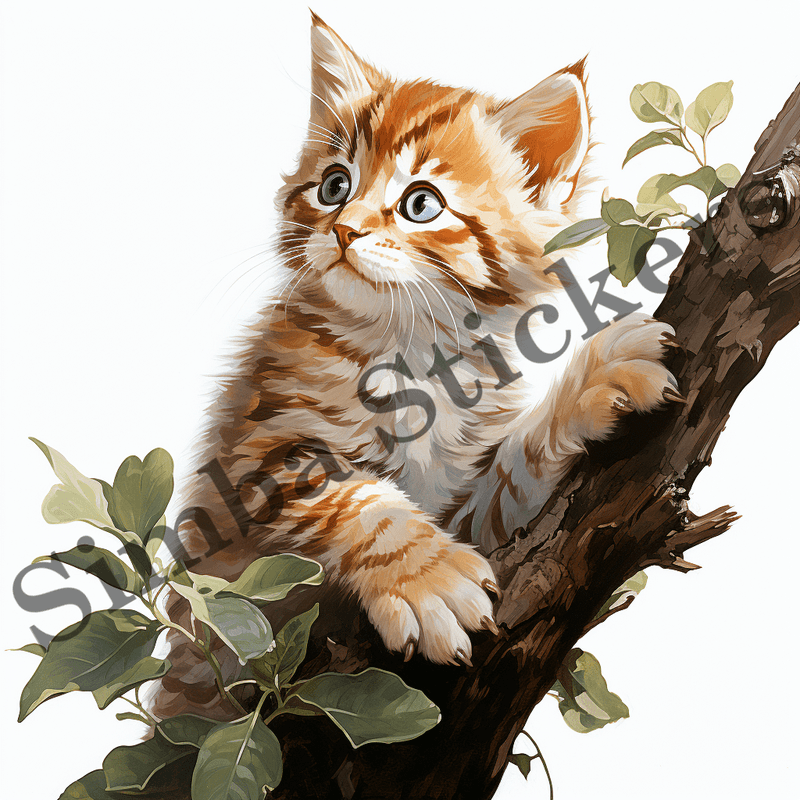 Cats in trees, image set, 10 images