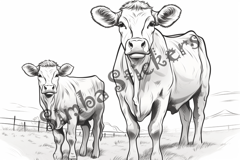 Colouring pages, bundle of cattle, complex, 25 images