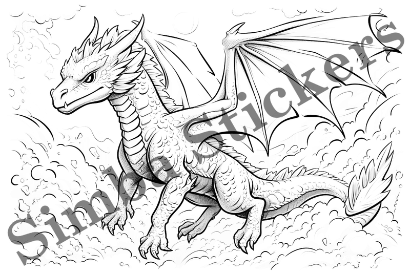 Colouring pages, bundle of dragons, 25 images