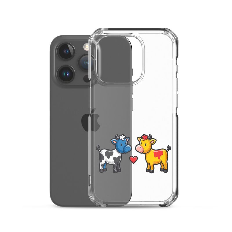 Clear Case for iPhone, Cattle, bull and cow in love, both colourful, zbyzzs
