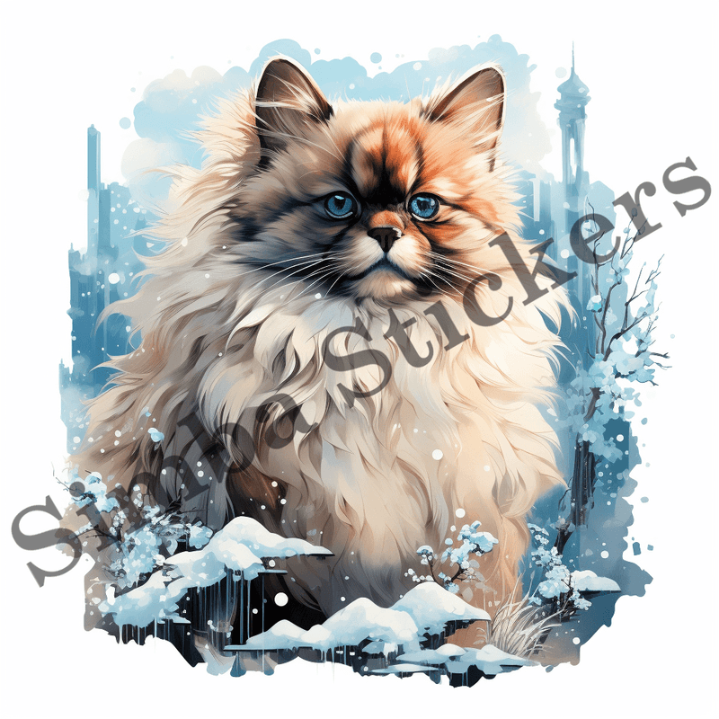 Himalayan cats, watercolour, image set, 10 images