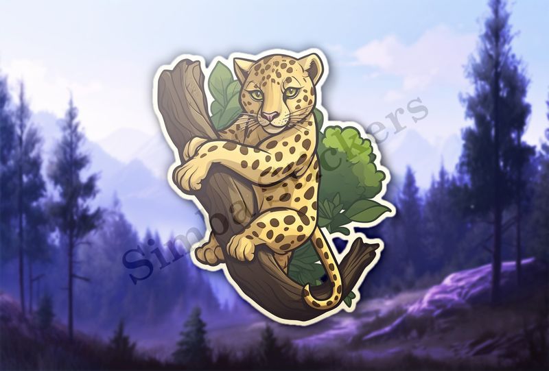 Leopard youngling resting in a tree