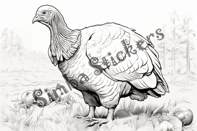 Colouring pages, bundle of turkeys, 50 images