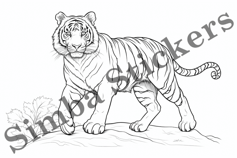 Colouring pages, bundle of tigers, 25 images