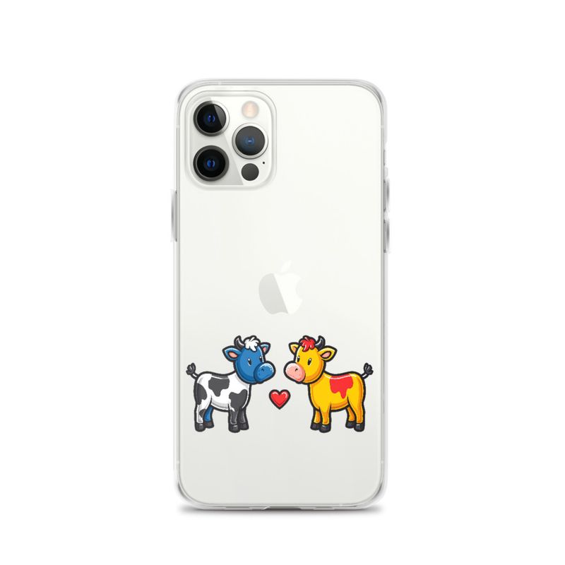 Clear Case for iPhone, Cattle, bull and cow in love, both colourful, zbyzzs