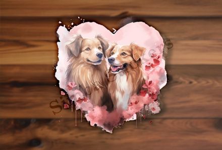 Dogs in love, watercolour