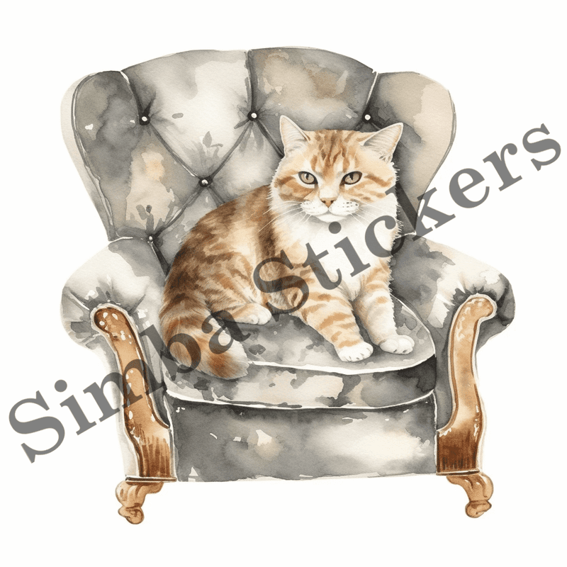 Cats in armchair, image set, 10 images