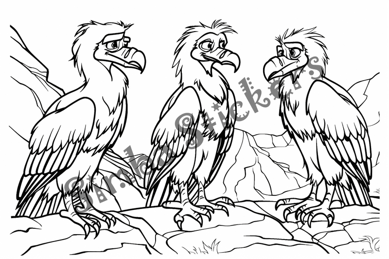 Colouring pages, bundle of vultures, 50 images, kqxcna