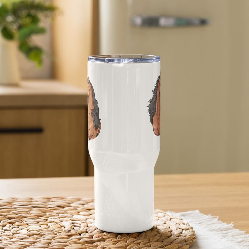 Travel Mug, Cattle, Two brown horses snuggling, tdwcyd