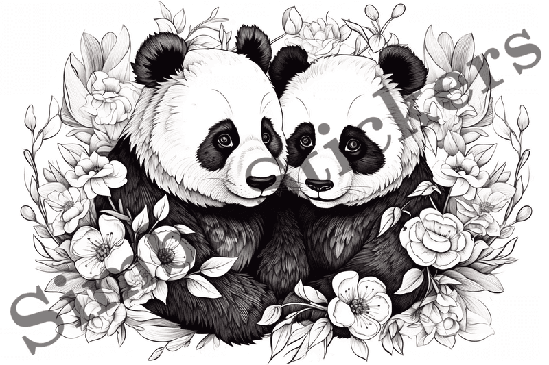 Colouring pages, bundle of pandas, 25 images, pvl2ro