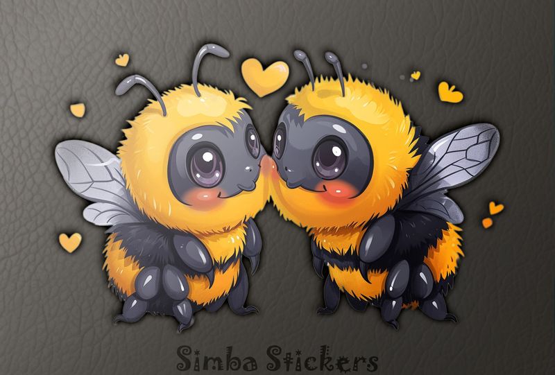 Bees blushing in love cheek-to-cheek