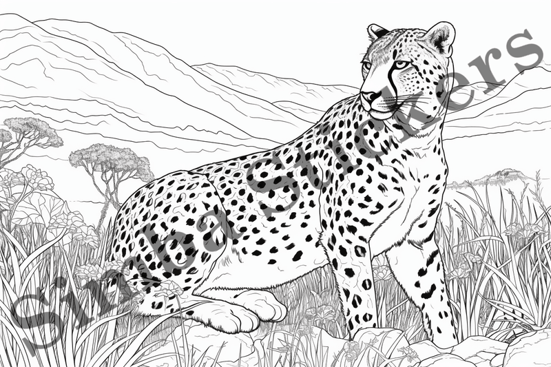 Colouring pages, Bundle of cheetahs, 25 images