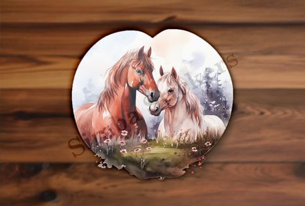 Horses in love, watercolour
