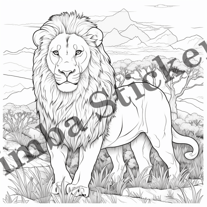 Colouring pages, Bundle of lions, 25 images