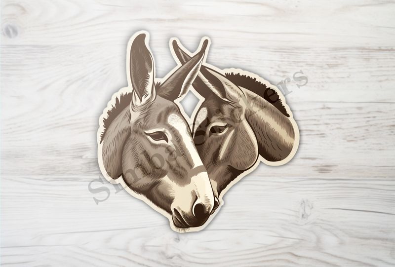 Donkeys in love, cheek-to-cheek, ear-to-ear
