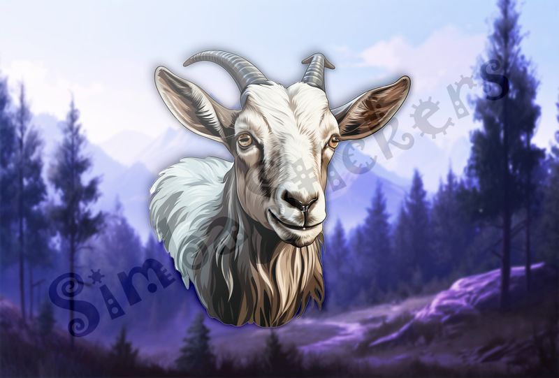 White goat look straight ahead