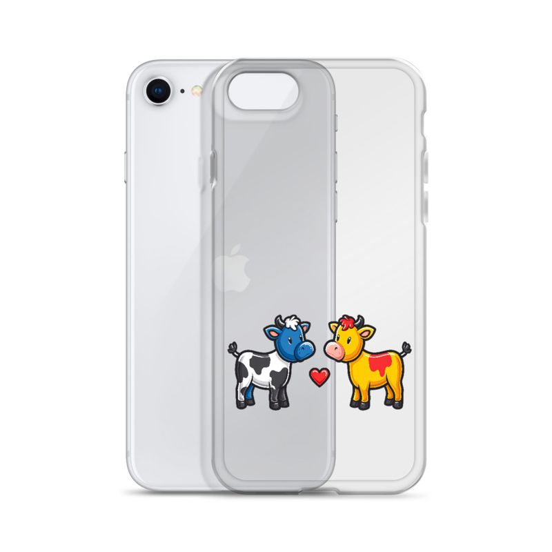 Clear Case for iPhone, Cattle, bull and cow in love, both colourful, zbyzzs